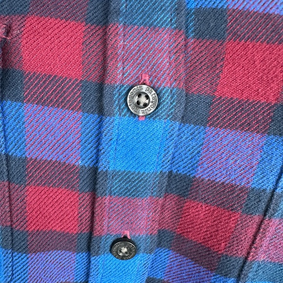 Patagonia Organic Cotton Red Blue Fjord Flannel Button Down Shirt Size 12 - Picture 7 of 8